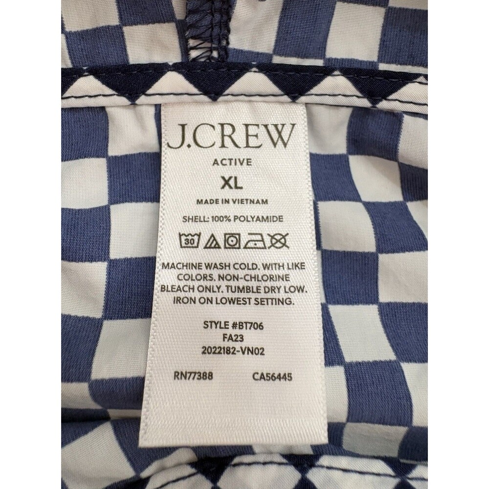 J. Crew NWT Navy White Anorak XL Checkerboard Active Woman Hooded Zipper Jacket - Picture 4 of 13